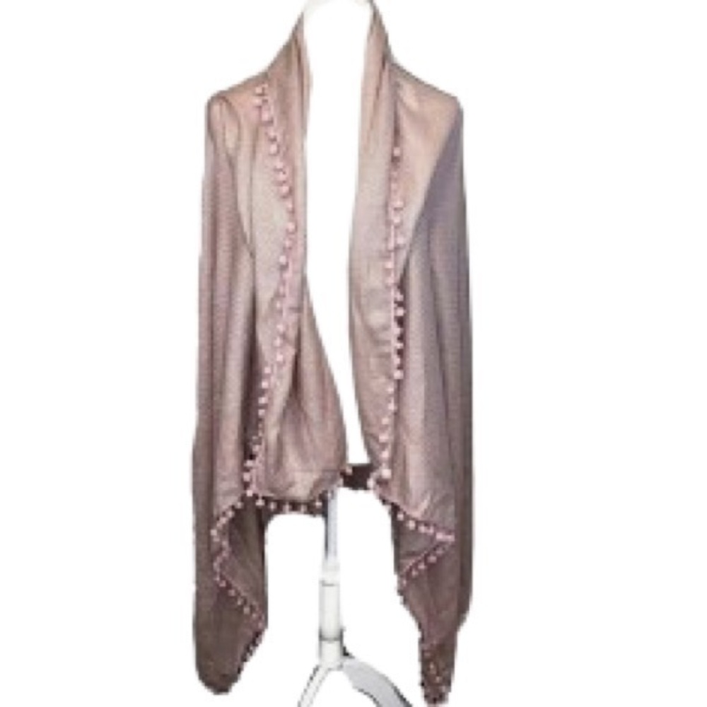 J by J Crew pale pink pom pom wrap scarf NWT